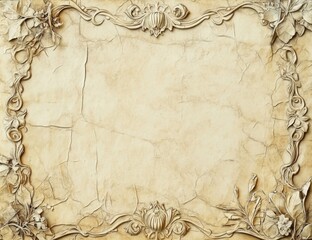 Decorative vintage parchment with ornate floral border details  