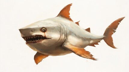 Menacing Shark with Sharp Features and Intricate Details Captured in a Striking Artistic Representation