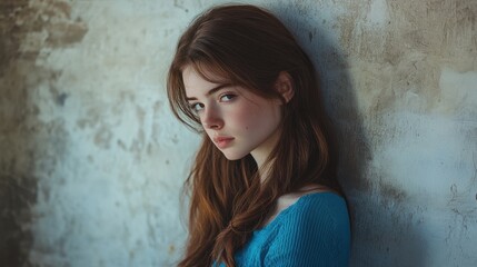 Fototapeta premium The Girl in Blue Sweater