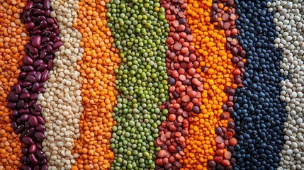 Captivating top view of colorful legumes kitchen food photography natural setting aerial perspective vivid legume diversity