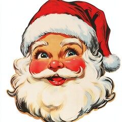 A cheerful Santa Claus face with a red hat and fluffy white beard, embodying the festive spirit of Christmas joy.