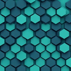 Abstract teal and dark teal hexagonal pattern background.