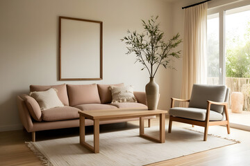 Frames mockup. Interior mockup with house background. Modern interior design. Best room decorating ideas	