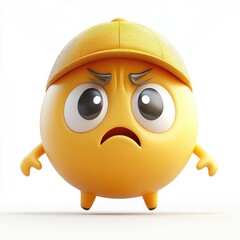 A round yellow emoji stands out with a frowning expression and thin arms and legs