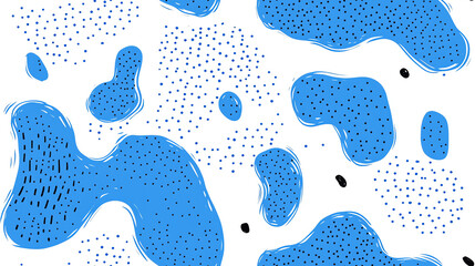 Fototapeta premium Abstract blue spots seamless pattern on white