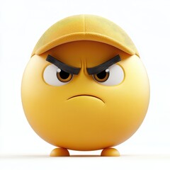 This smooth yellow emoji features a frowning expression and is adorned with a pastel yellow baseball cap