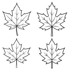 Set of maple leaf . Autumn leaves - silhouettes vector illustration