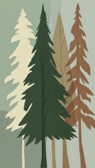 Fototapeta premium Abstract tree silhouettes in soft tones hand drawing