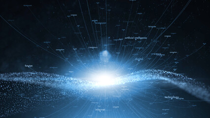 Artificial intelligence technology word cloud illustration.