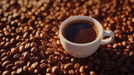 Fototapeta premium The Coffee Cup Among Beans