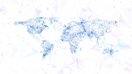 Digital world map binary data isolated on white. Illustration.