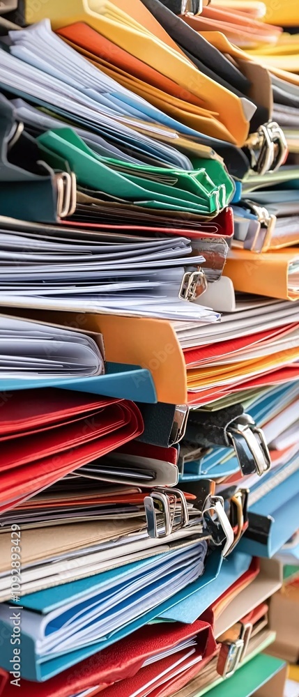 Poster stack of colorful files and folders.
