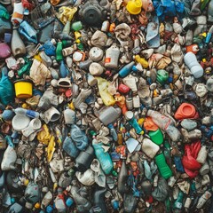 Obraz premium Plastic Waste Pile in Urban Environment