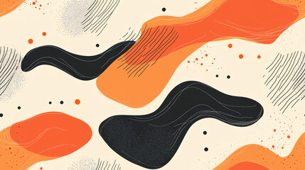 Obraz premium Abstract Wave Seamless Pattern in Orange and Black