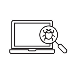 Cyber security vector icon, mobile or computer pc virus icon, cyber attack sign. Protection, malware icon, antivirus 