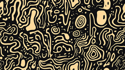 Obraz premium Abstract Labyrinth Seamless Pattern in Gold and Black