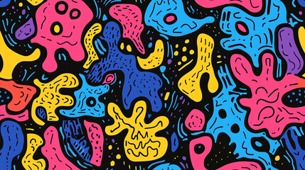 Playful Abstract Shapes Seamless Pattern in Multi-Color