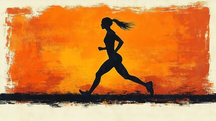 Olympic race walking, female silhouette poster
