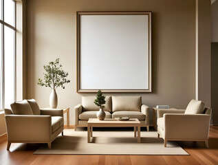 Frames mockup. Interior mockup with house background. Modern interior design. Best room decorating ideas	