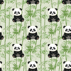 Obraz premium seamless pattern with panda background 