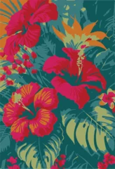 Fotobehang Tropische Bladeren botanical floral vector seamless pattern with roses herbs and leaves big set background with flowers  © DESIGN CENTER