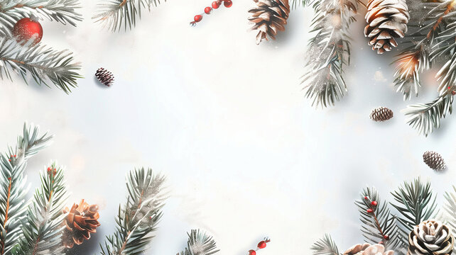 Beautiful christmas card with snow and branches