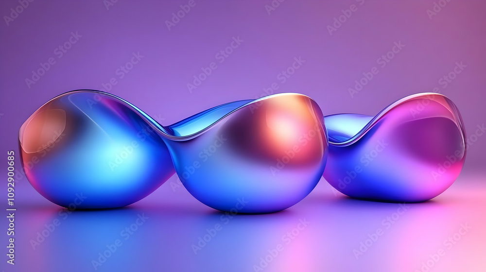 Poster abstract colorful 3d liquid forms flowing dynamically