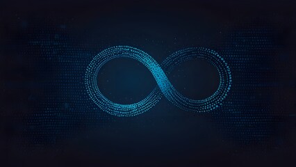 Modern vector geometric abstract background featuring an infinity symbol design and halftone dot pattern in blue tones Generative AI