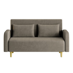 A tan couch with two pillows on it