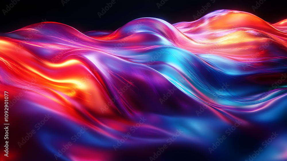 Poster vibrant hues: abstract waves flow dynamically in 3d