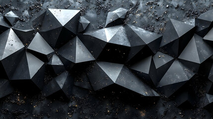 Abstract Dark Polygonal Forms: Geometric Art Design