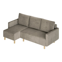 Obraz premium A grey sectional sofa with three cushions