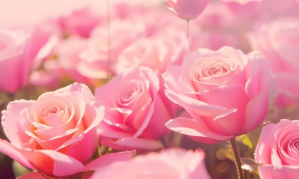 the sweet pink rose flowers for love romance background