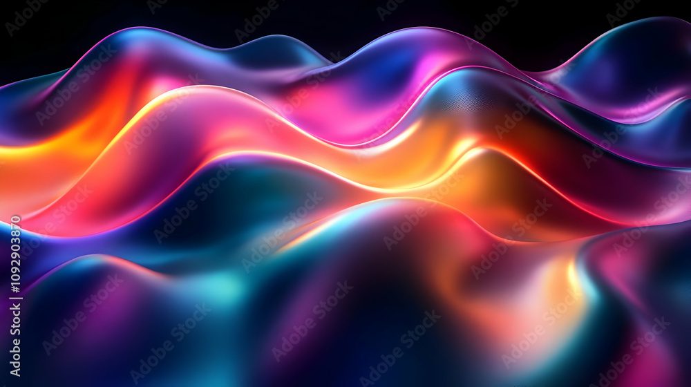 Poster vibrant hues: abstract waves of color flow dynamically