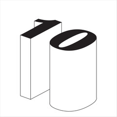 geometric Numbers figures set. Futuristic numerals and Isometric Number and Sign Font 3d Bold isolated.