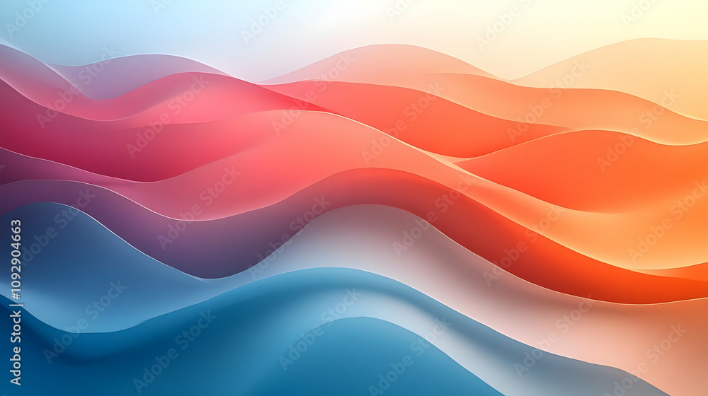Poster abstract colorful waves: smooth gradient design