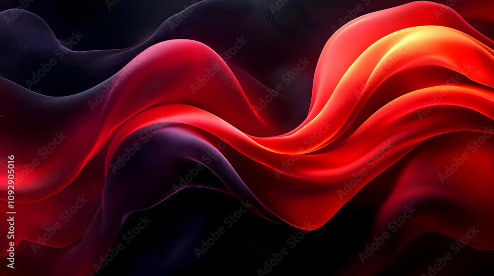 Poster Red and Black Abstract Waves Flow Dynamically