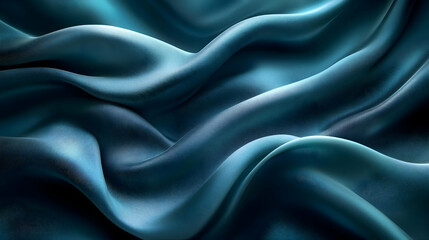 Obraz premium Elegant Teal Silk Drapes Flow Gracefully, Soft Texture, Luxurious Fabric, Abstract Background, Smooth Waves, Deep Blue Hues, Shimmering Sheen, Subtle Highlights, Rich Color, Deep Teal, Teal Silk
