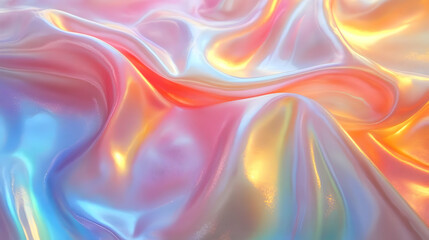 Obraz premium Iridescent Silk Fabric Drapes Softly, Shimmering with Pastel Hues, Creating a Dreamy Aesthetic.