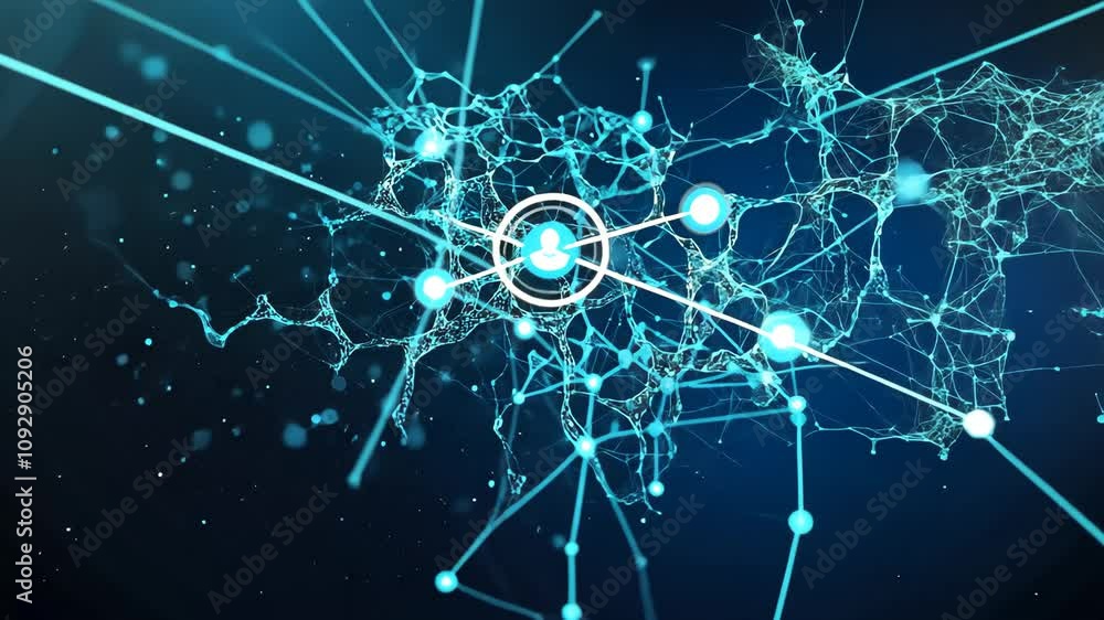 Poster abstract representation of interconnected networks and data flow, showcasing a futuristic artistic i