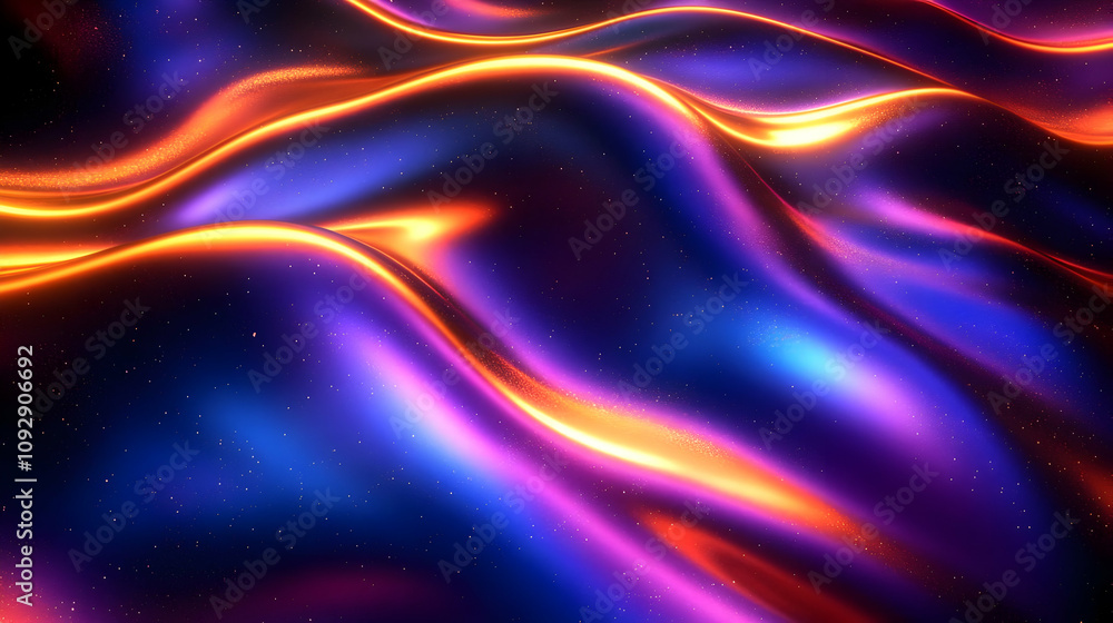 Poster vibrant hues flow dynamically across a cosmic background