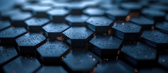 Obraz premium Abstract Hexagon Pattern with Water Droplets