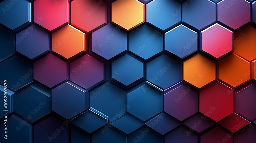 Poster vibrant hexagon pattern: abstract colorful design