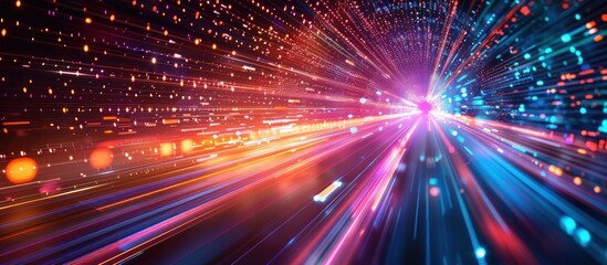 Fototapeta premium Abstract Light Streaks in a Colorful Tunnel