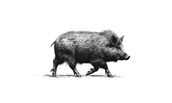 recommend clip art: Boar, wild boar, hog, wild pig, sketch. Vintage retro print, wild boar, forest pig sketch ink style drawing, linear drawing, engrave old school. Sketch artwork silhouette wild ho pig. Illustration