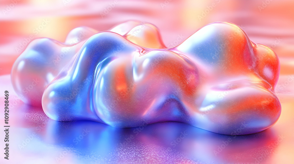 Aufkleber abstract fluid forms: iridescent colors shimmer and flow dynamically
