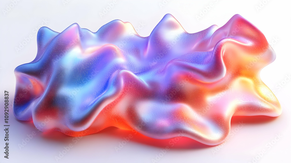 Poster fluid forms: abstract iridescent 3d render in vivid hues