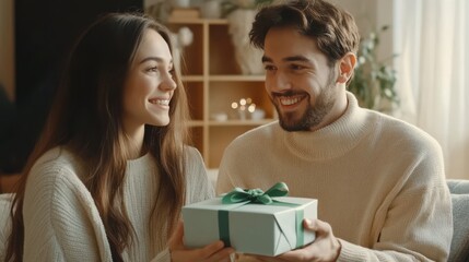 The Couple with Gift Together