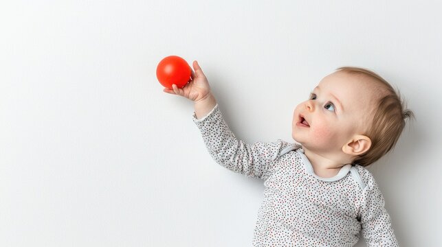 Newborn baby playtime with soft ball indoor setting joyful environment close-up view