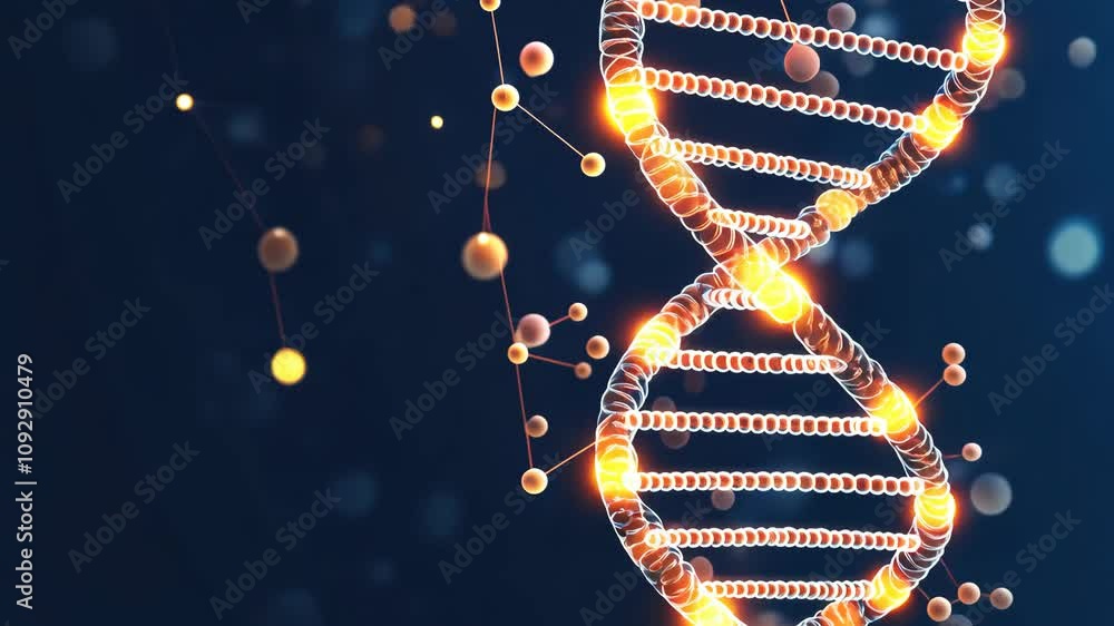 Poster abstract representation of dna strands featuring bright colorful lights and intricate patterns symbo